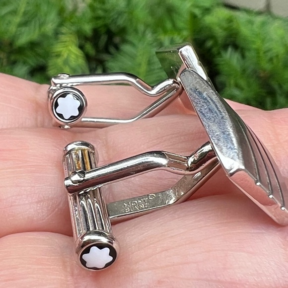 VINTAGE MONTBLANC RECTANGULAR MATTE STAINLESS STEEL CUFFLINKS MINT CONDITION - Picture 12 of 16